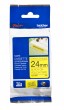 TZe S651 Лента для печати наклеек, 24мм плотная клейкая ламинированная лента (черный на желтом фоне), 8 м.