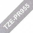 TZe PR955 uzlīmju lente balts uz premium sudraba 24mm