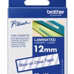 TZe-133 uzlīmju lente zils uz caurspīdīga 12mm
