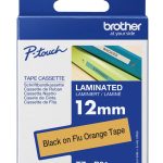 TZe-B31 uzlīmju lente melns uz spilgti oranža 12mm x 5metri
