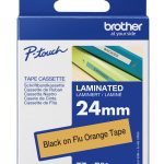 TZe-B51 uzlīmju lente melns uz spilgti oranža 24mm x 5metri
