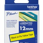 TZe-C31 uzlīmju lente melns uz spilgti dzeltena 12mm x 5metri