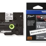 TZe-FX231 uzl.lente Flexible melns uz balta, 12mm