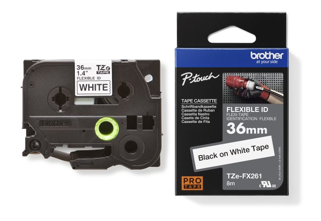 TZe-FX261 uzl.lente Flexible melns uz balta, 36mm