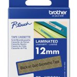TZe-MPGG31 dekor.uzlīmju lente, MELNS uz ZELTA ORNAM, 12mm x 4metri