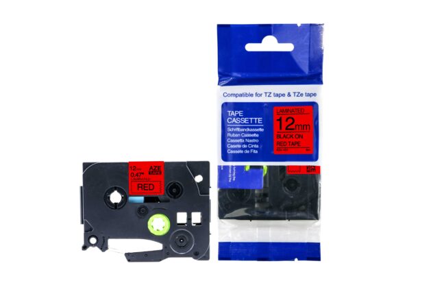 Tz2-431 uzlīmju lente melns uz sarkana 12mm