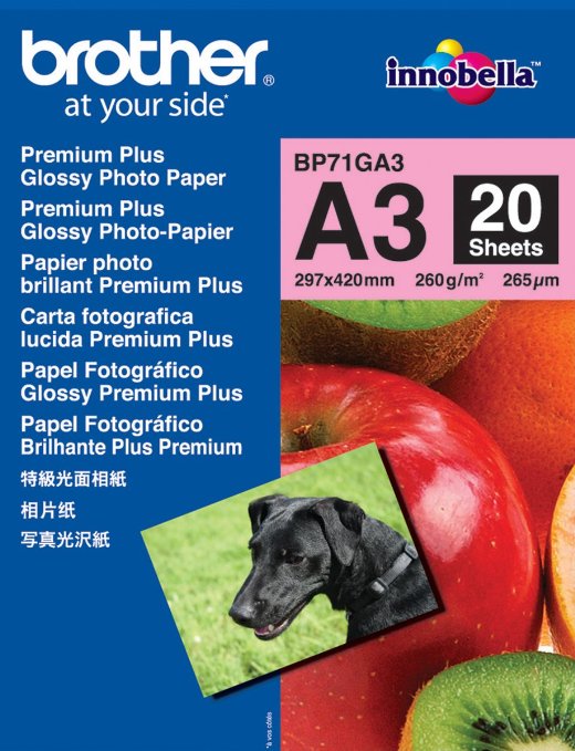 BP-71GA3 Glossy A3 Brother papīrs 260g/m2, 20 loksnes