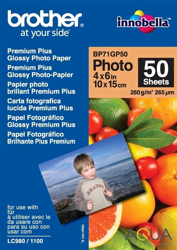 BP-71GP50 Glossy 10*15cm Brother papīrs 260g/m2, 50loksnes