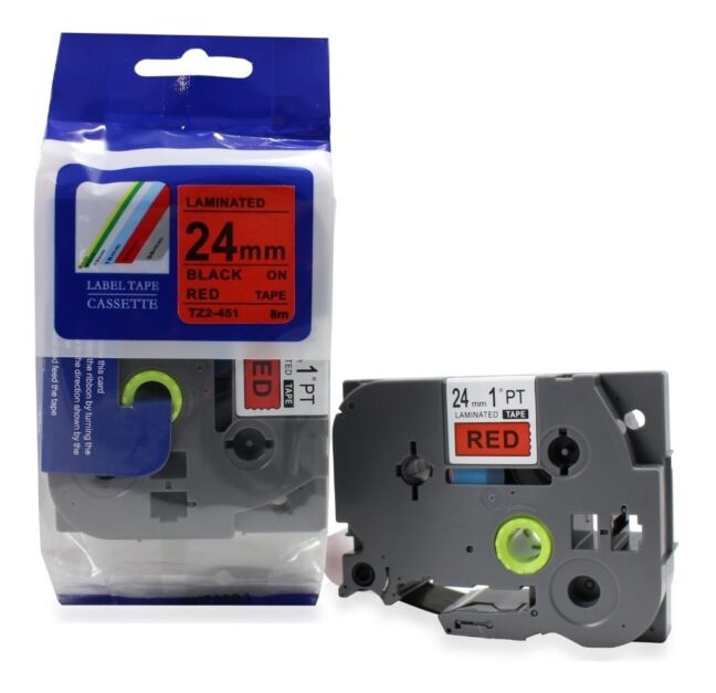 Tz2-451 uzlīmju lente melns uz sarkana 24mm