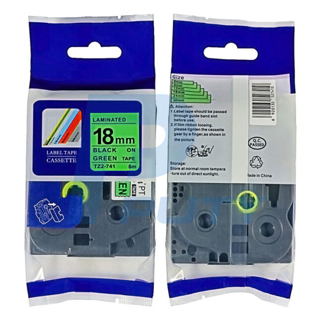Tz2-741  uzlīmju lenta melns uz zaļa 18mm