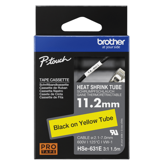 HSe-631E termosēžas caurule, dzeltena, 11.2 mm x 1.5 m