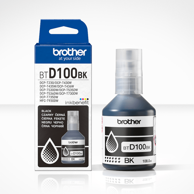BT-D100BK Melnās krāsas tintes pudele, 7500 lapām, Brother