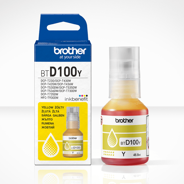BT-D100Y Dzeltenas krāsas tintes pudele, 5000 lapām, Brother